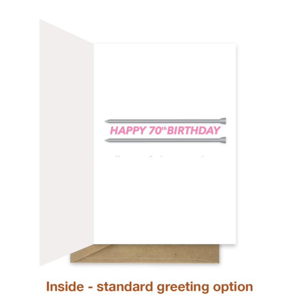 Standard greeting inside 70th birthday card