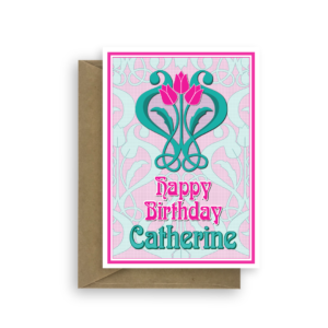 birthday card for her art nouveau edit name bth067 card