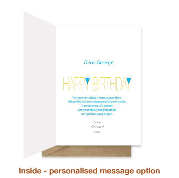 Personalised message inside happy birthday card