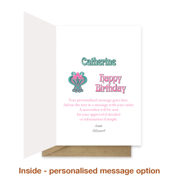 Personalised message inside birthday card bth067