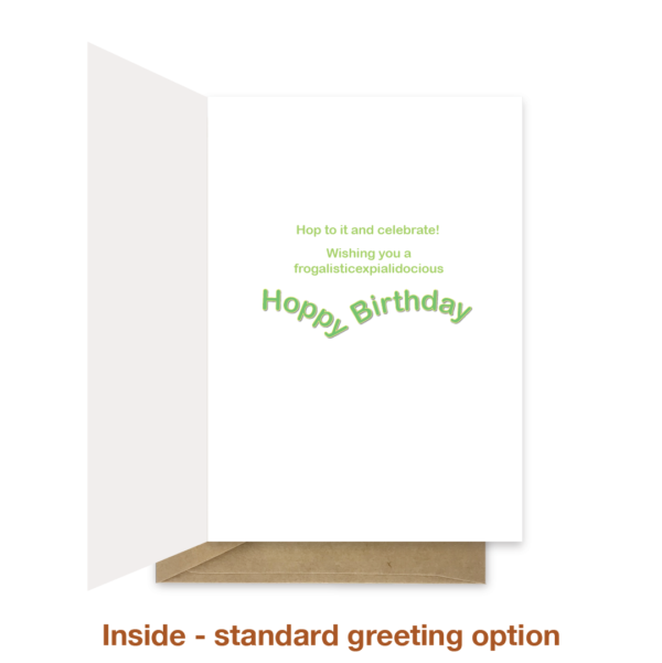 Standard greeting inside frog birthday card bth070a