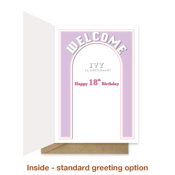 Standard greeting inside 18th birthday card bth075
