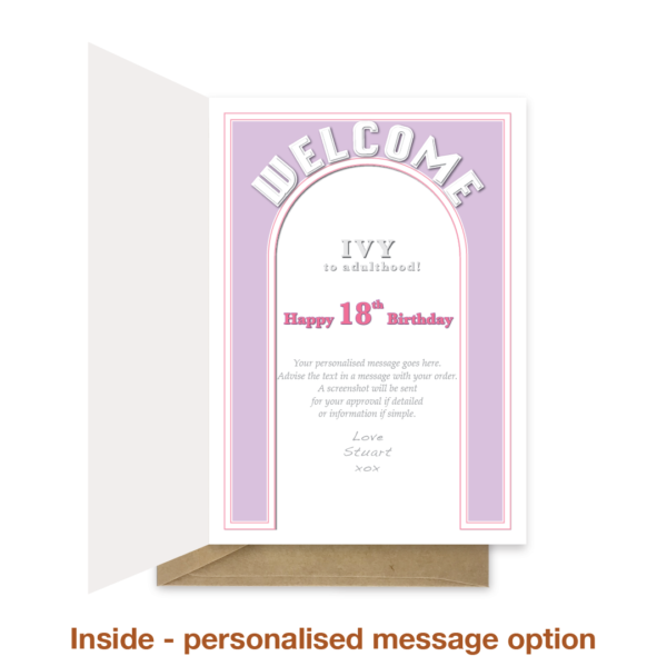 18th birthday card - Door Name Pink - Image 4