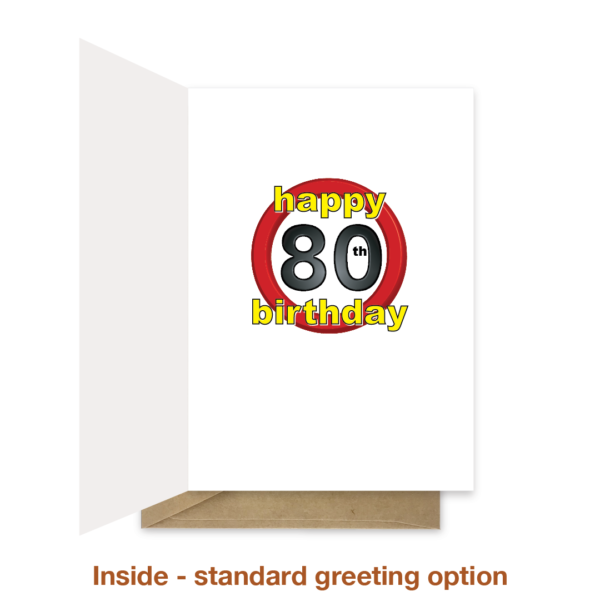 Standard greeting inside 80th birthday card bth135