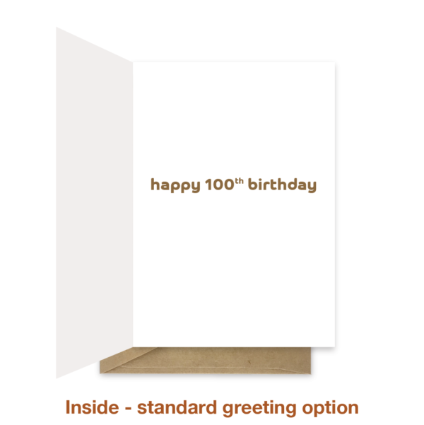 Standard greeting inside 100th birthday card bth275