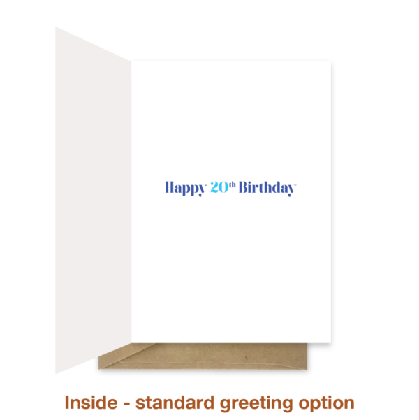 Standard greeting inside 20th birthday card bth288