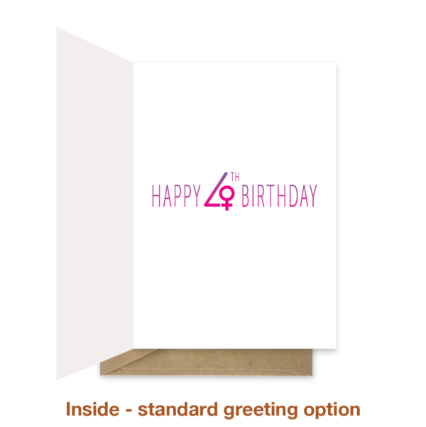 Standard greeting inside 40th birthday card bth331