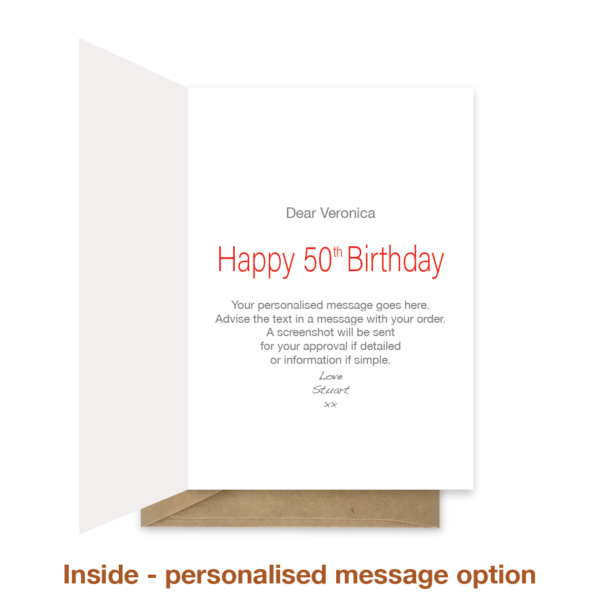 Personalised message inside a BIG birthday card bth335