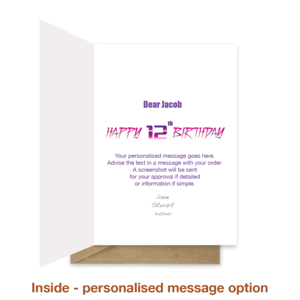 12th birthday card - Synthwave Name - Image 4