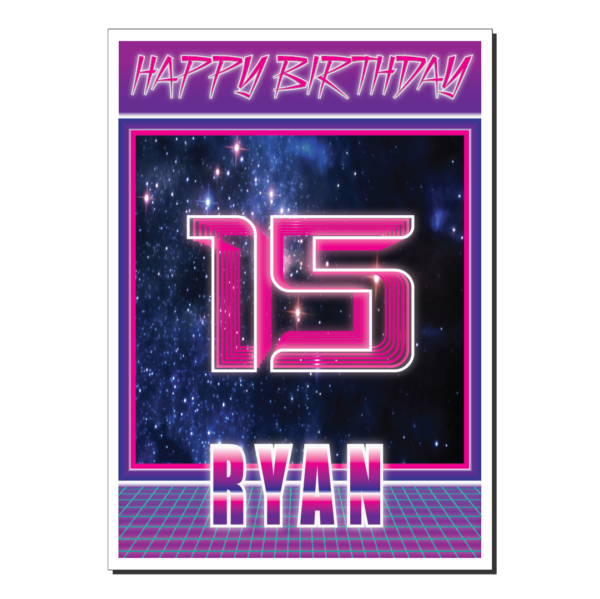 15th birthday card synthwave bth346