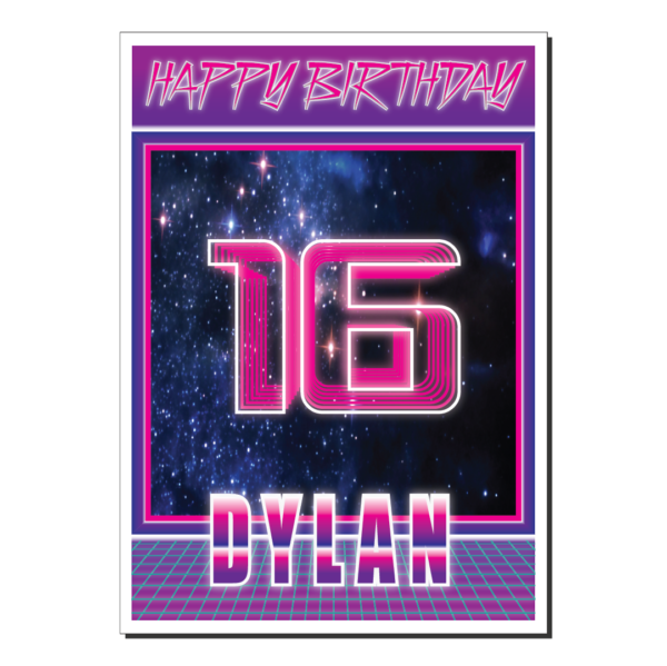 16th birthday card synthwave bth347