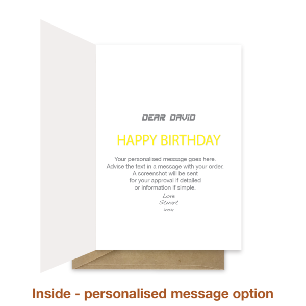 Personalised message inside nerd birthday card bth413