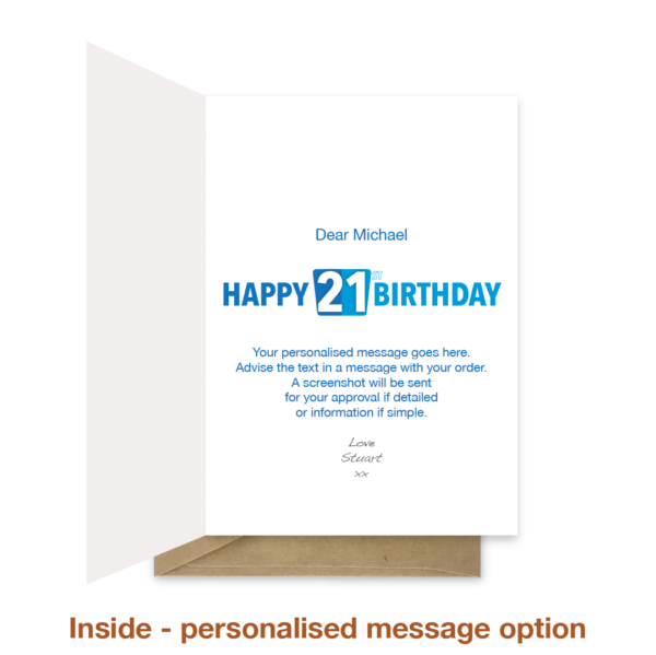 21st birthday card - Milestones Blue - Image 4