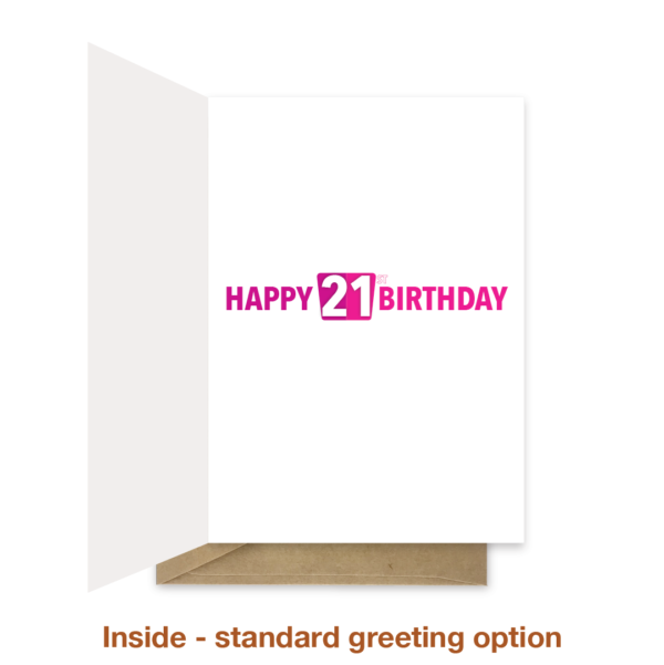 Standard greeting inside 21st birthday card bth451