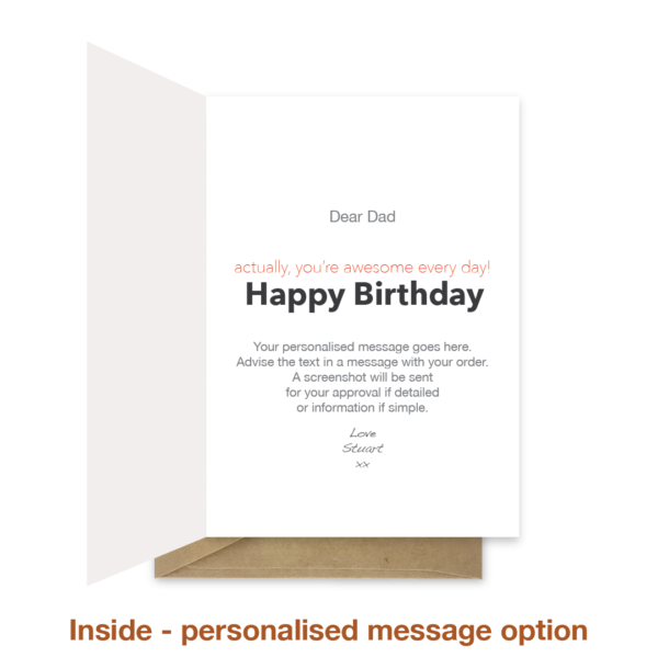 Personalised message inside dad birthday card bth466