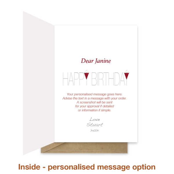 Personalised message inside happy birthday card bth472