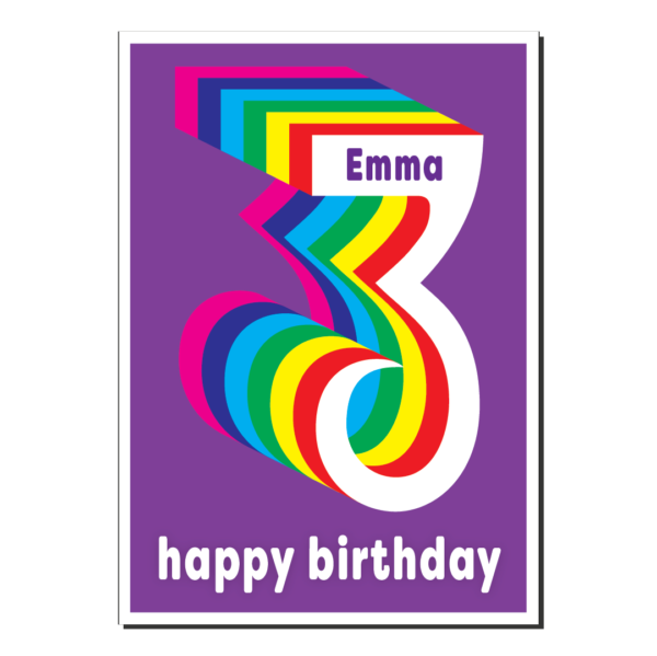 3rd birthday card rainbow bth504