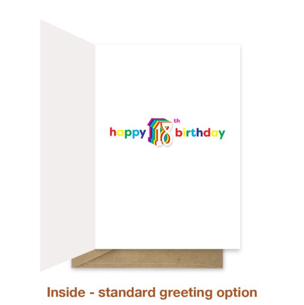 Standard greeting inside 18th birthday card bth519