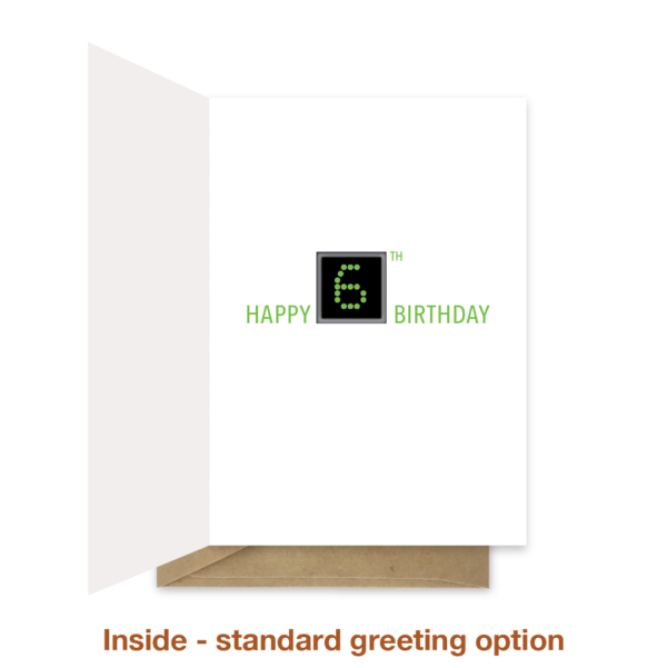 Standard greeting inside 6th birthday card bth520