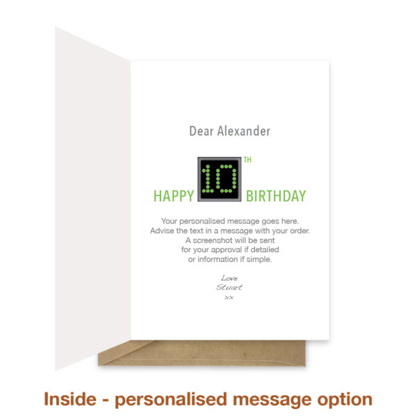 10th birthday card - Clock statistics Name - Image 4