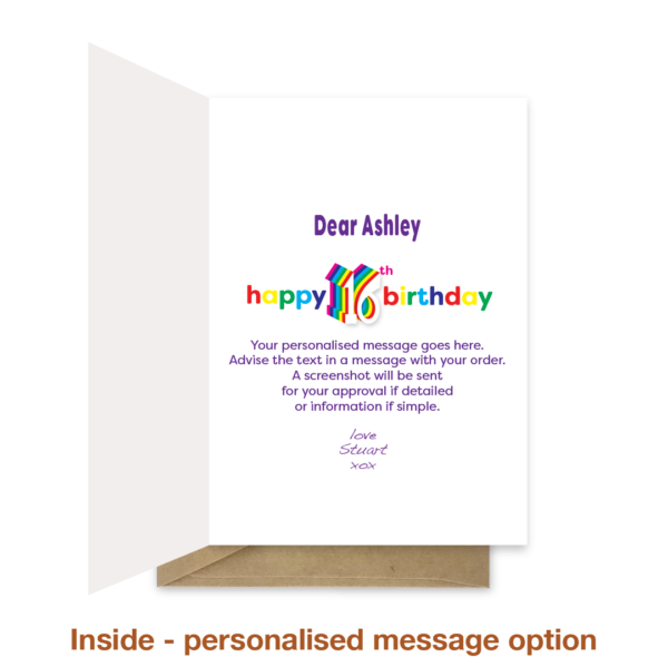 16th birthday card - Rainbow Name - Image 4