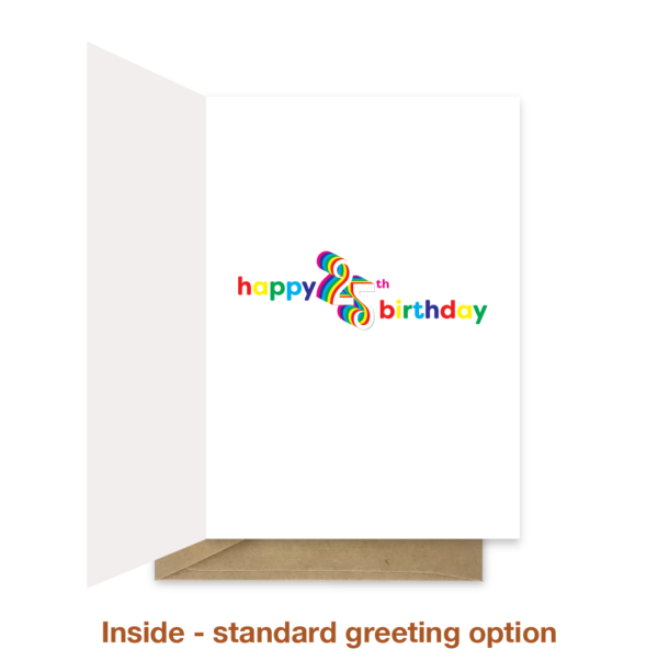 Standard greeting inside 25th birthday card bth546