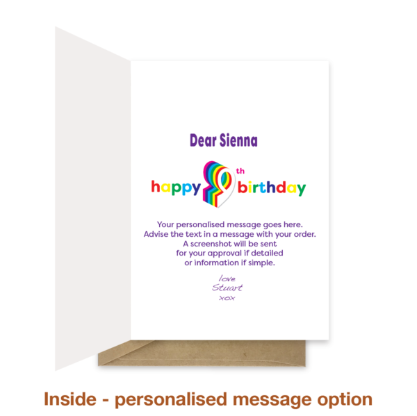 9th birthday card - Rainbow Name - Image 3