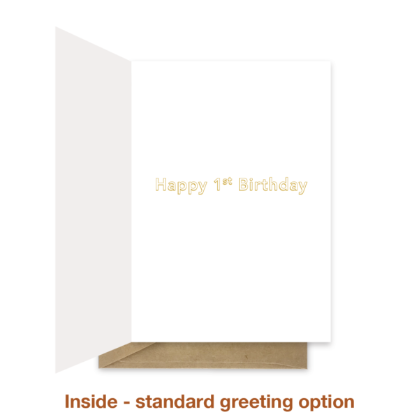 Standard greeting inside 1st birthday card bth562