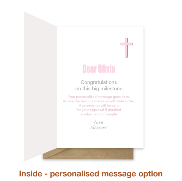 Personalised message inside baptism card for girl cht035