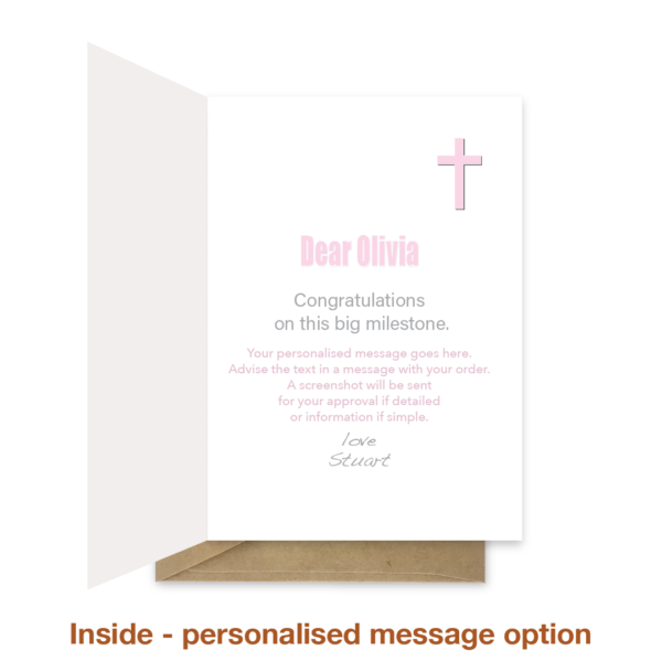 Personalised message inside christening card cht036
