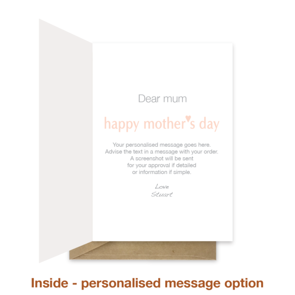Personalised message inside inside mother's day card mth014