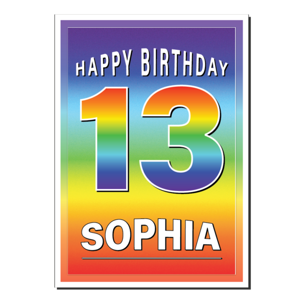 personalised 13th birthday card bb0023