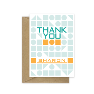 thank you card green squares thk017