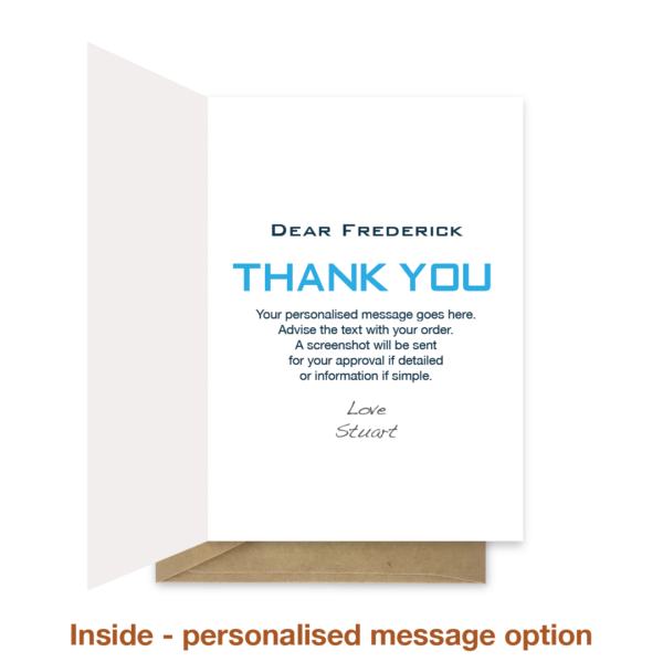 Thank you card - Squares Blue Name - Image 3