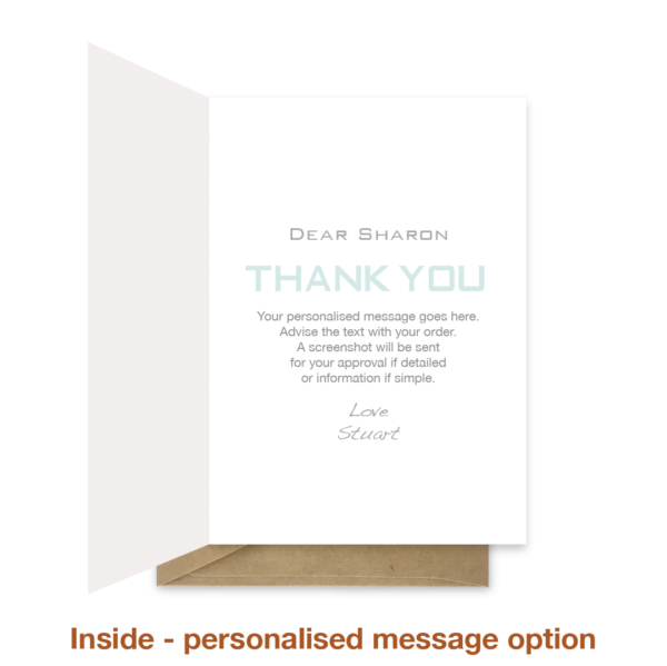 Personalised message inside thank you card thk017