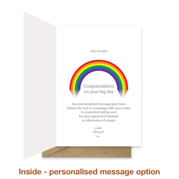 Gay Wedding card - Rainbow Rings - Image 4