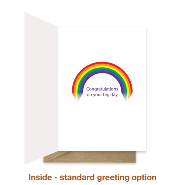 Standard greeting inside lesbian wedding card wed026