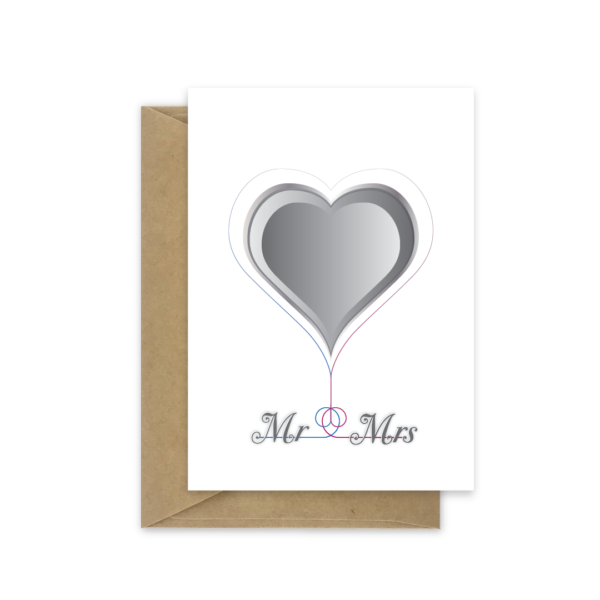 wedding day card mr and mrs heart wed030a