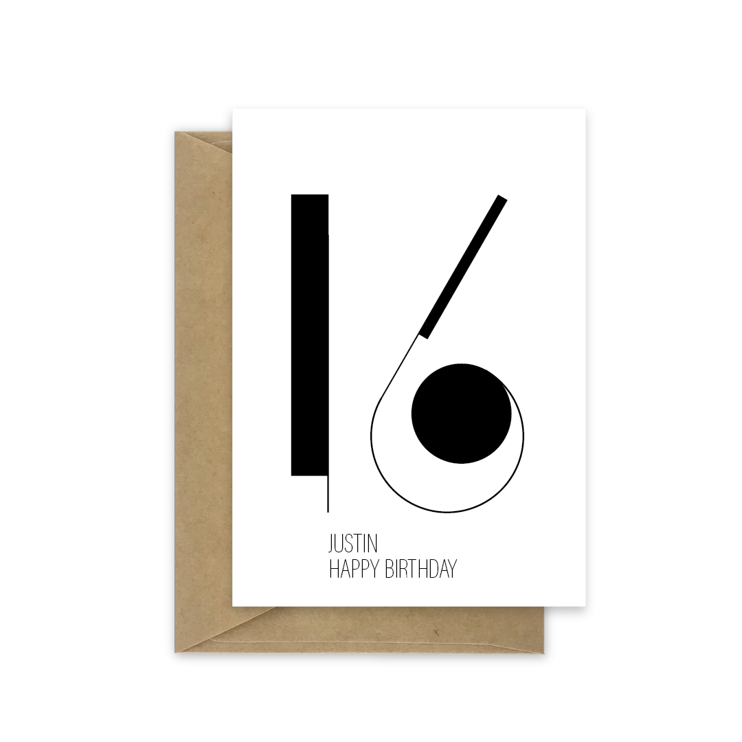 16th birthday card minimalist bb076