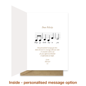 Personalised message inside gramophone birthday card bb100