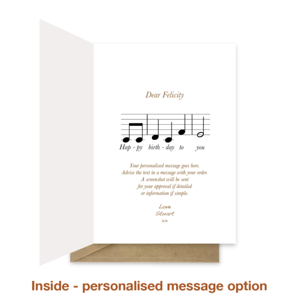 Personalised message inside gramophone birthday card bb100