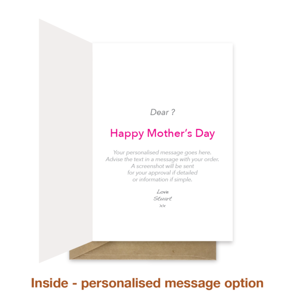 Personalised message inside mothers day card mth018