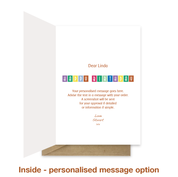 Personalised message inside happy birthday card bb102