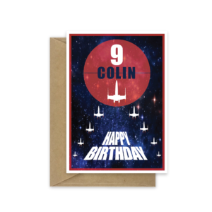 9th birthday card star fighters name bth572