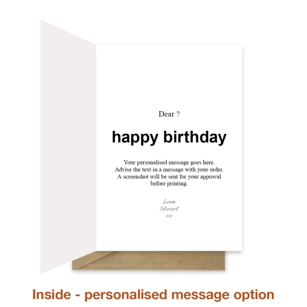 Personalised message inside birthday card bb105