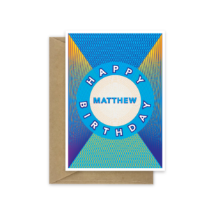 birthday card with name retro blue bth574