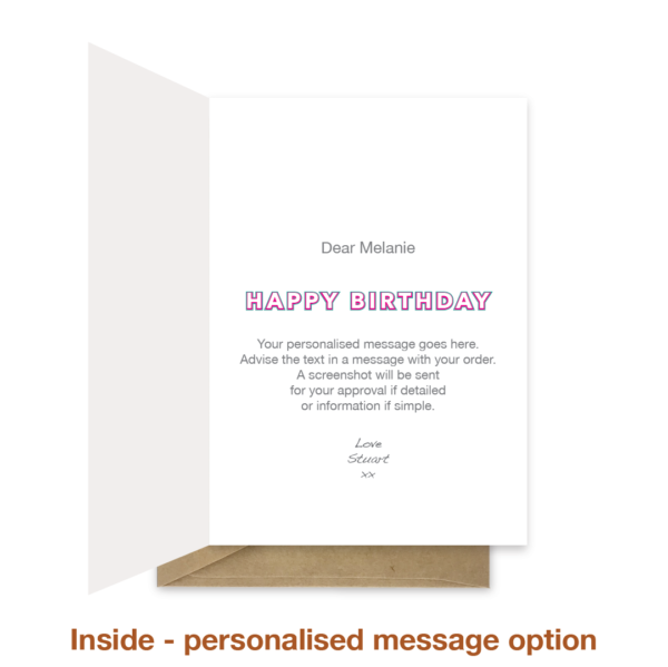 Personalised message inside birthday card bth573