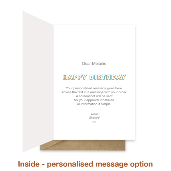 Personalised message inside birthday card bth574