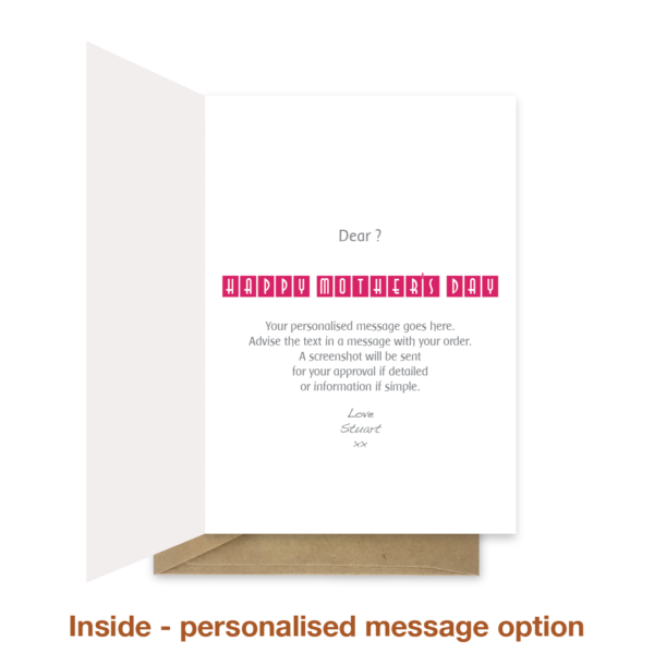 Personalised message inside mother's day card mth019