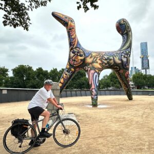 Stuart on a bicycle